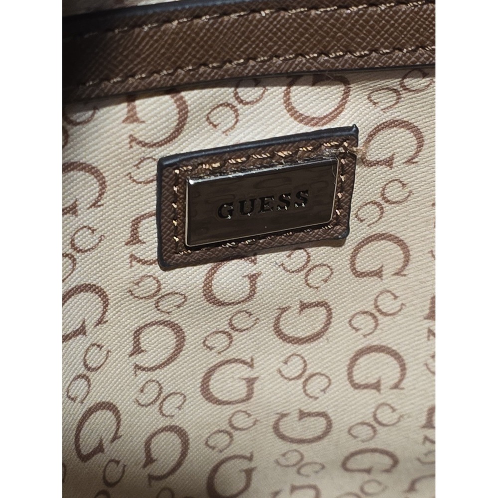 Guess Brown Logo Pattern Mini Backpack - Picture 9 of 11